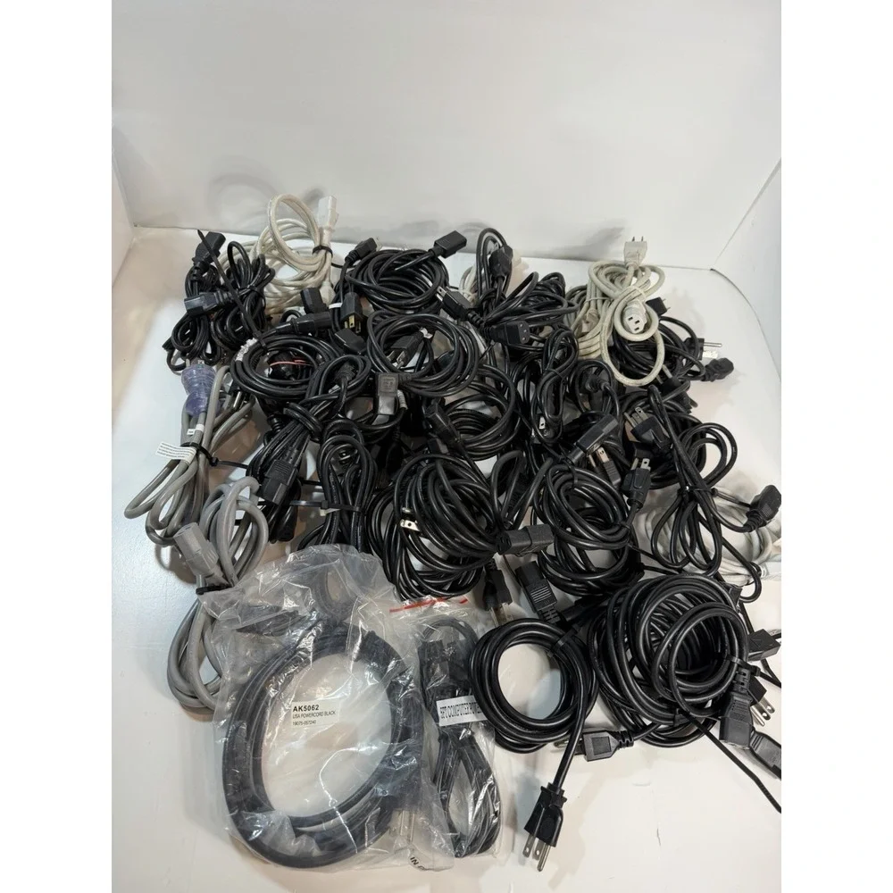 Lot of 45 3-Prong Standard PC Computer Monitor AC Power Cord Cable various size